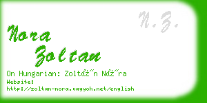 nora zoltan business card